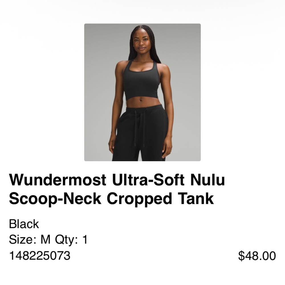 LIKE NEW ✨ Lululemon Wundermost Ultra Soft Nulu Scoop Neck Cropped Tank - Picture 8 of 8